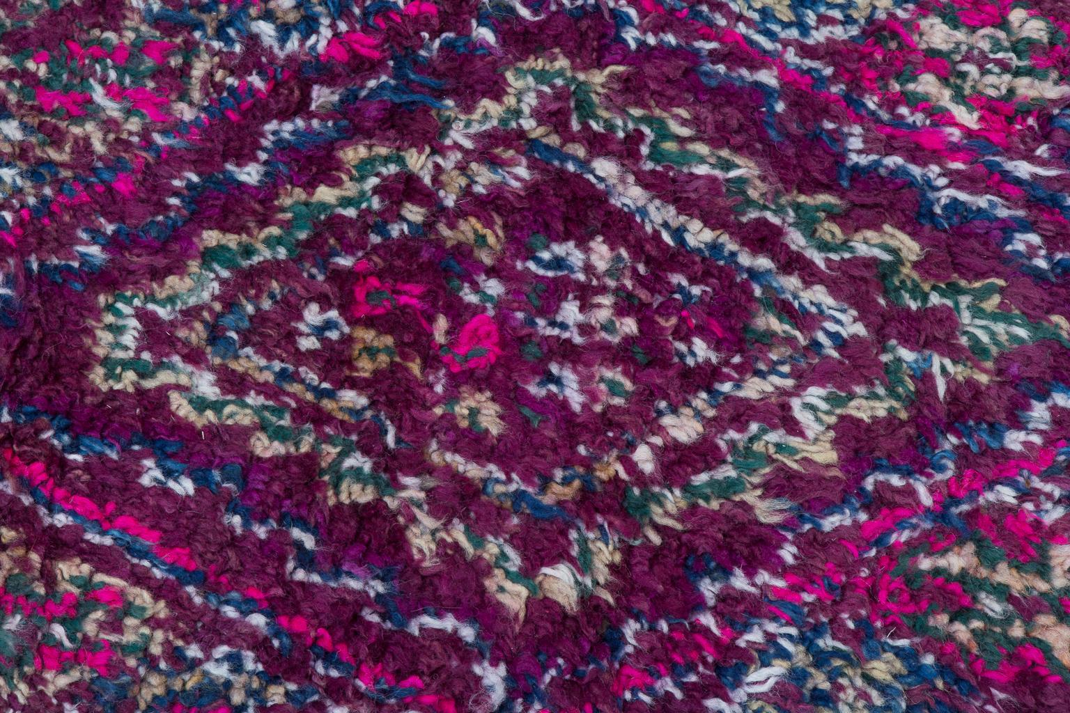 Wool Vintage Moroccan Beni M'Guild Rug - Purple, Pink, Blue For Sale