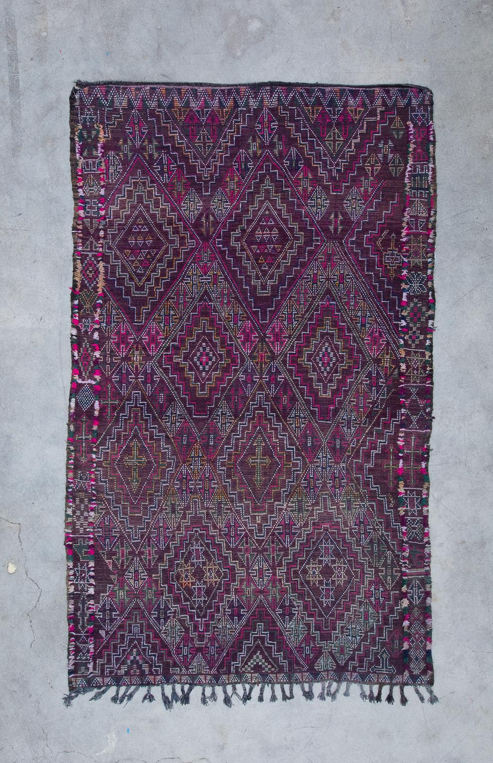 Vintage Moroccan Beni M'Guild Rug - Purple, Pink, Blue For Sale 2