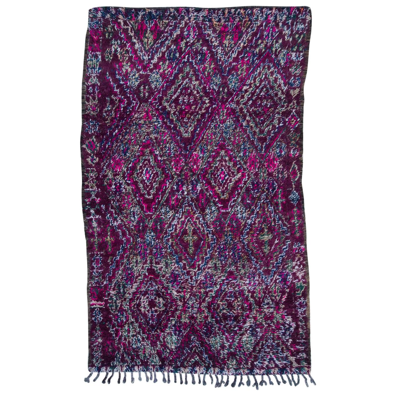 Vintage Moroccan Beni M'Guild Rug - Purple, Pink, Blue For Sale