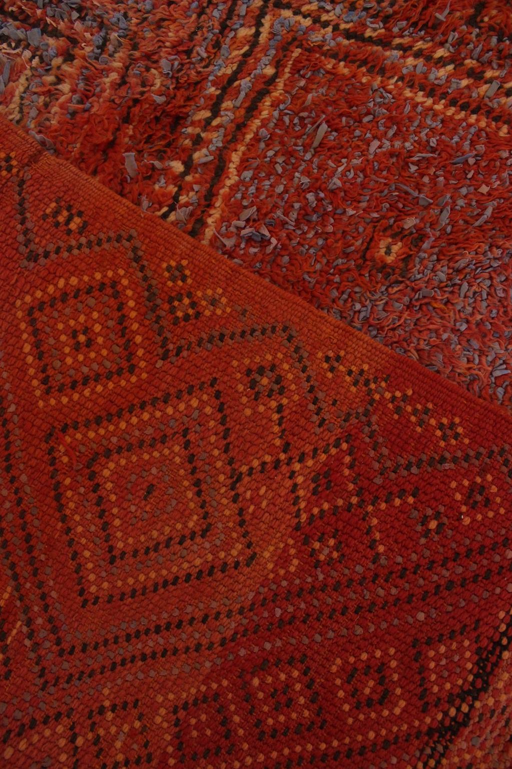 Vintage Moroccan Beni Mguild rug - Orange/red/lavender - 5x7.8feet / 153x240cm 5