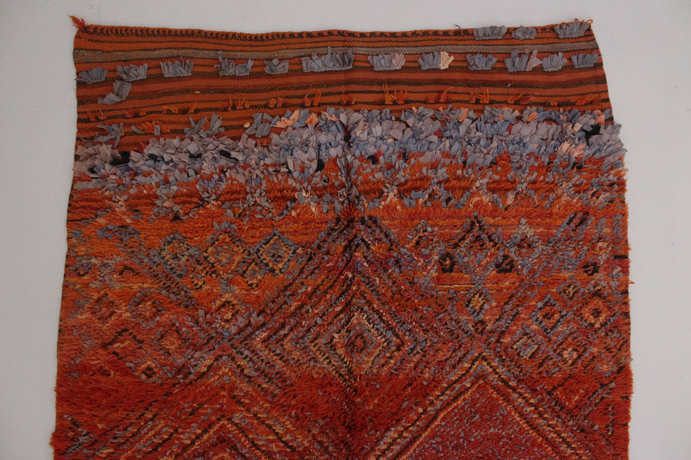 Vintage Moroccan Beni Mguild rug - Orange/red/lavender - 5x7.8feet / 153x240cm 1