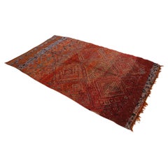 Vintage Moroccan Beni Mguild rug - Orange/red/lavender - 5x7.8feet / 153x240cm