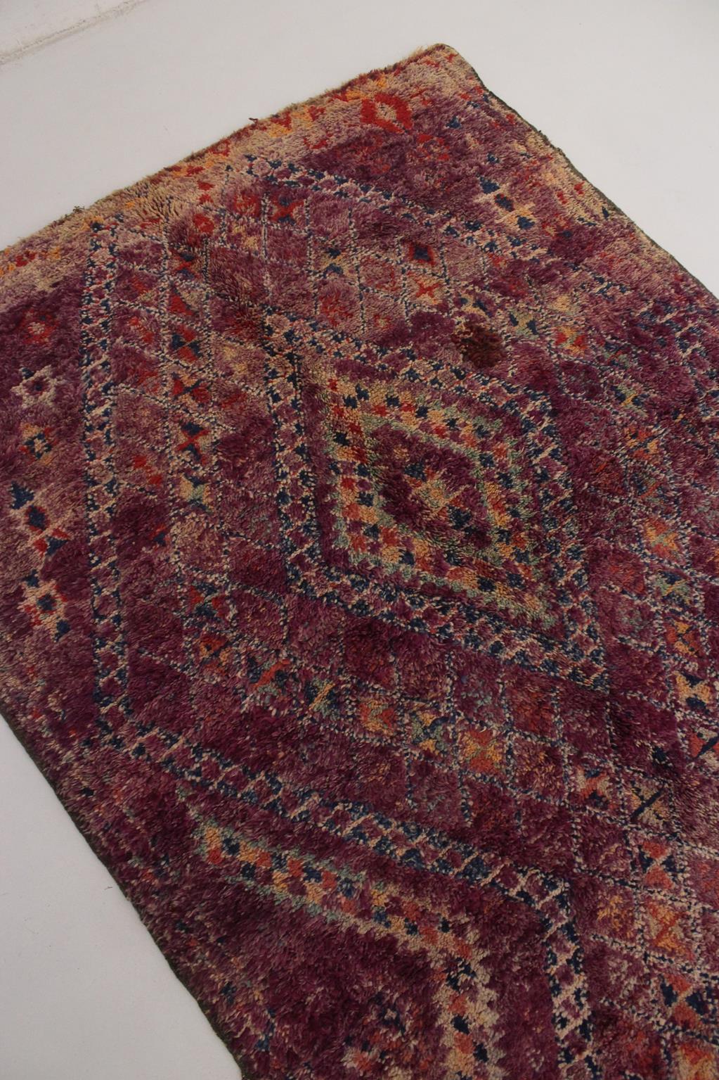 Vintage Moroccan Beni Mguild rug - Purple - 6.1x12feet / 187x368cm For Sale 5