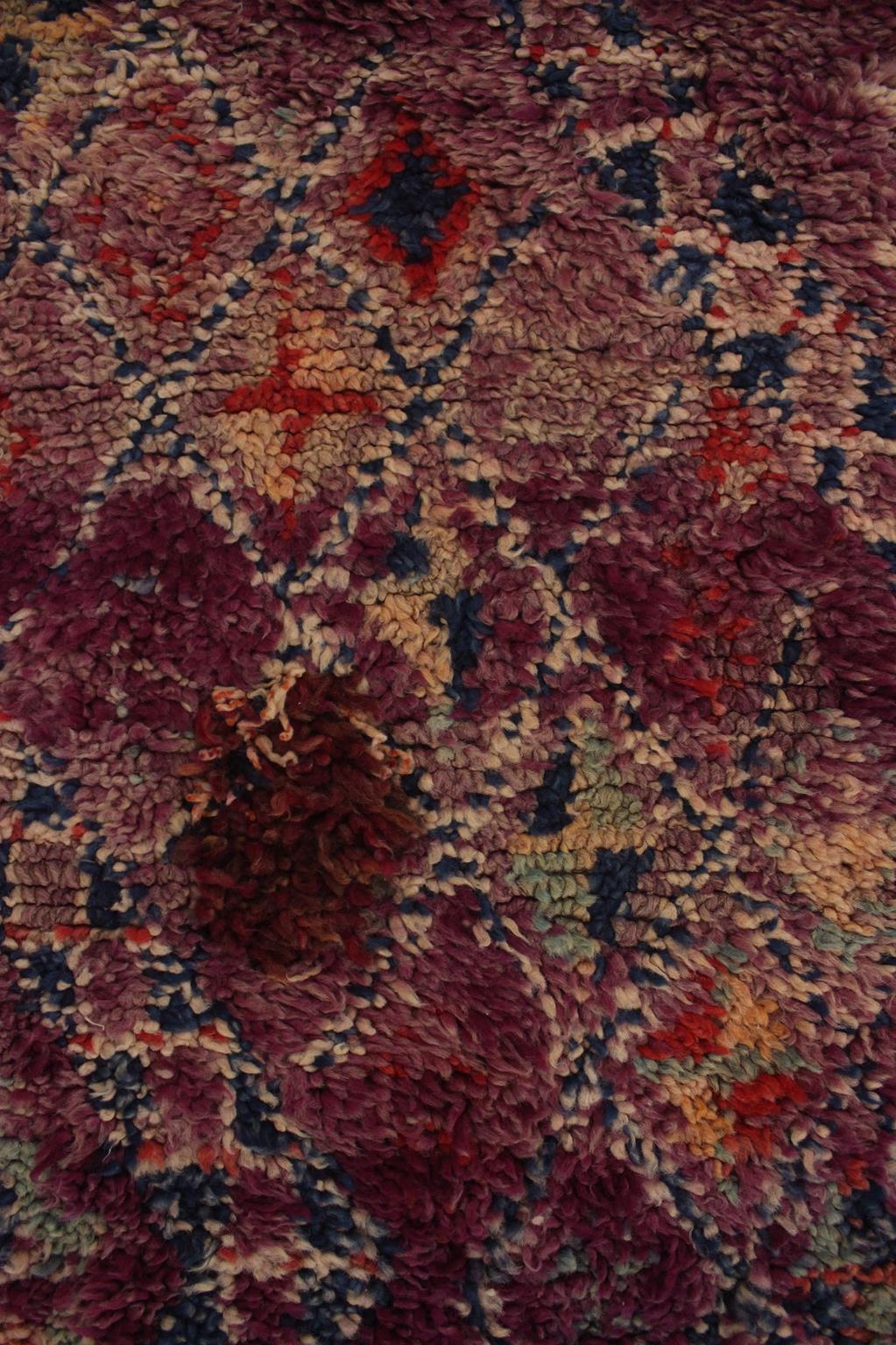 Vintage Moroccan Beni Mguild rug - Purple - 6.1x12feet / 187x368cm For Sale 8