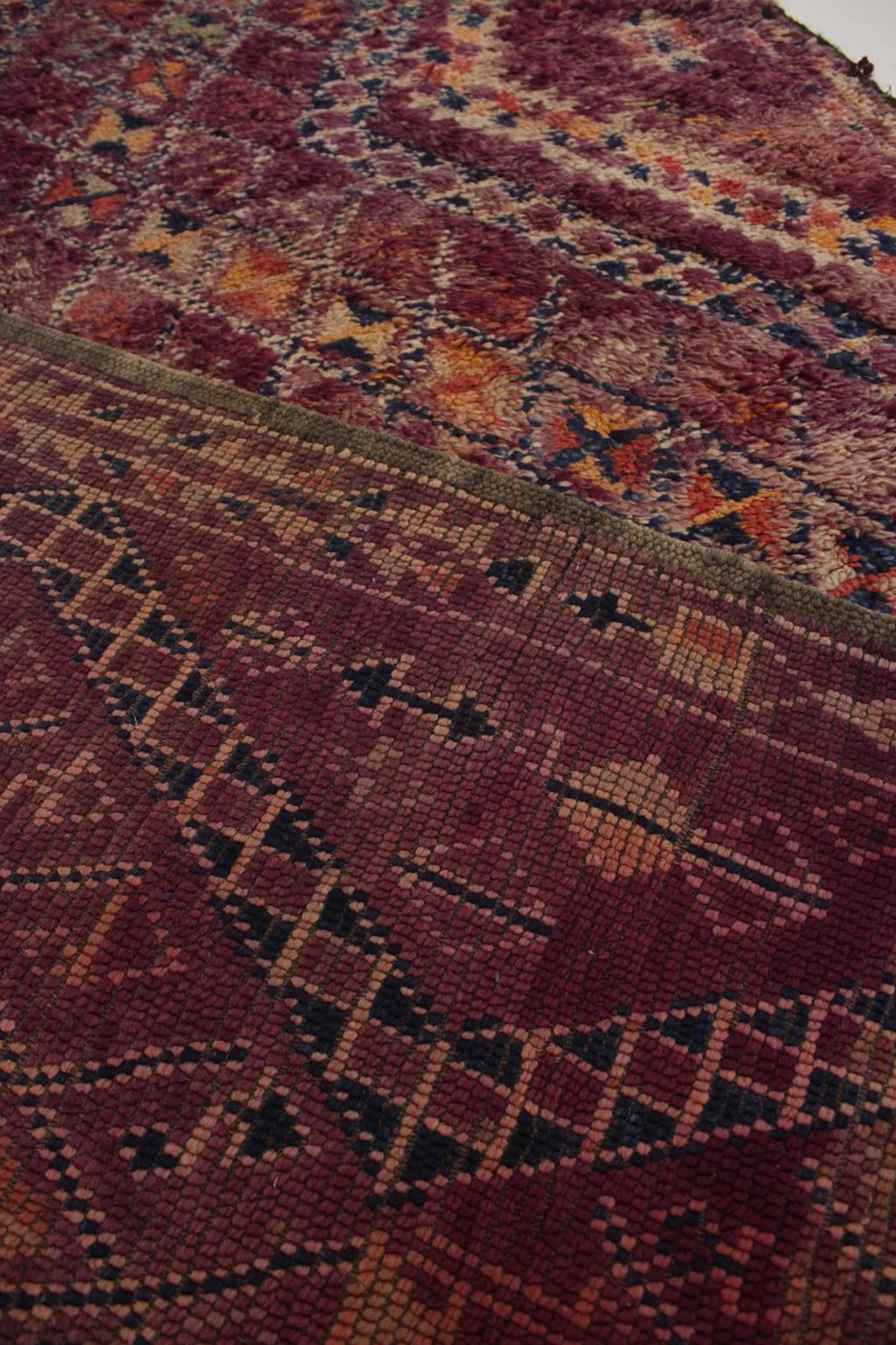 Vintage Moroccan Beni Mguild rug - Purple - 6.1x12feet / 187x368cm For Sale 9