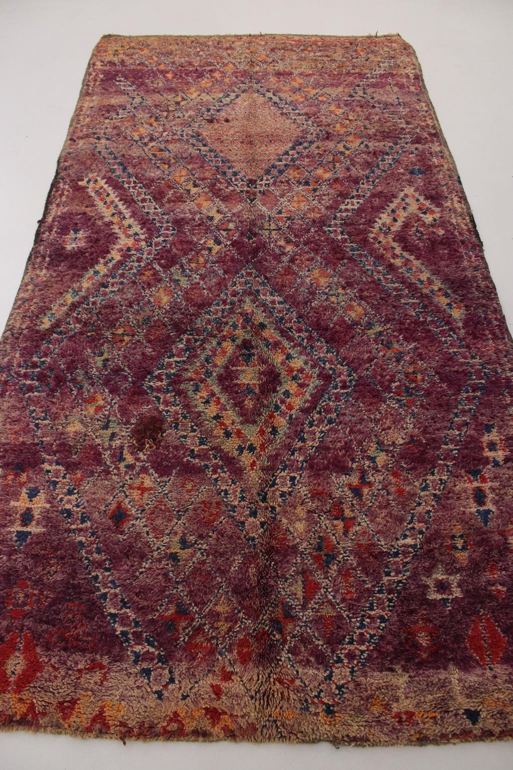 20th Century Vintage Moroccan Beni Mguild rug - Purple - 6.1x12feet / 187x368cm For Sale