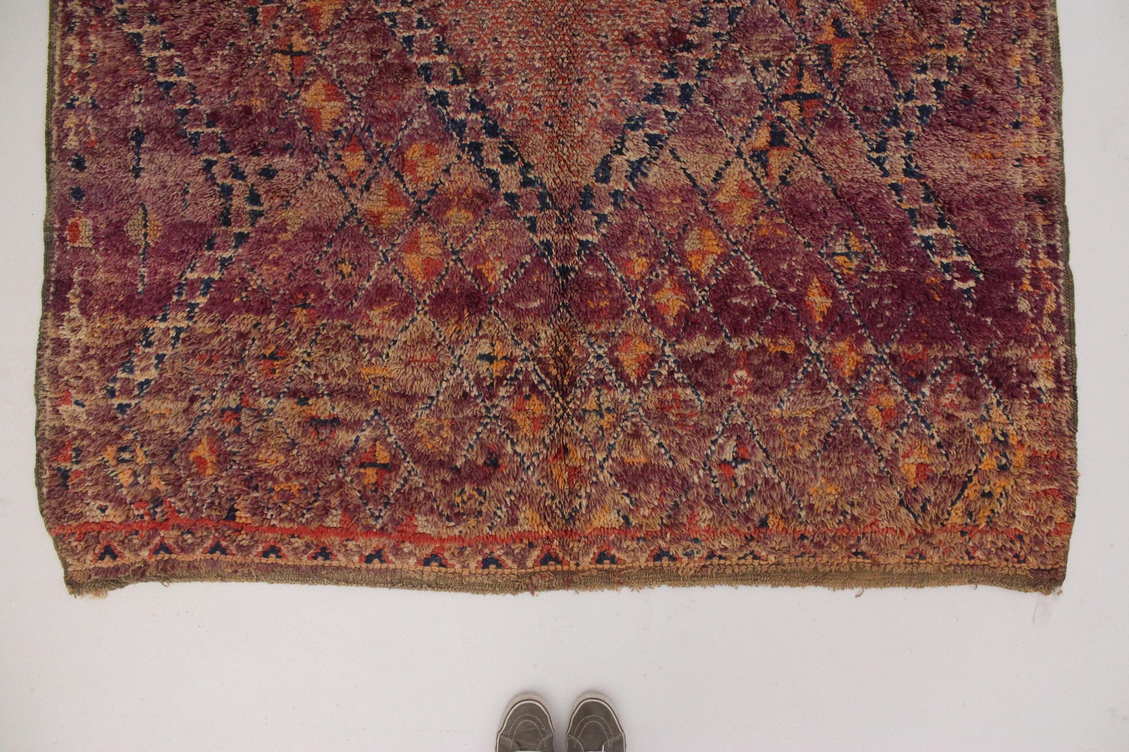 Vintage Moroccan Beni Mguild rug - Purple - 6.1x12feet / 187x368cm For Sale 1