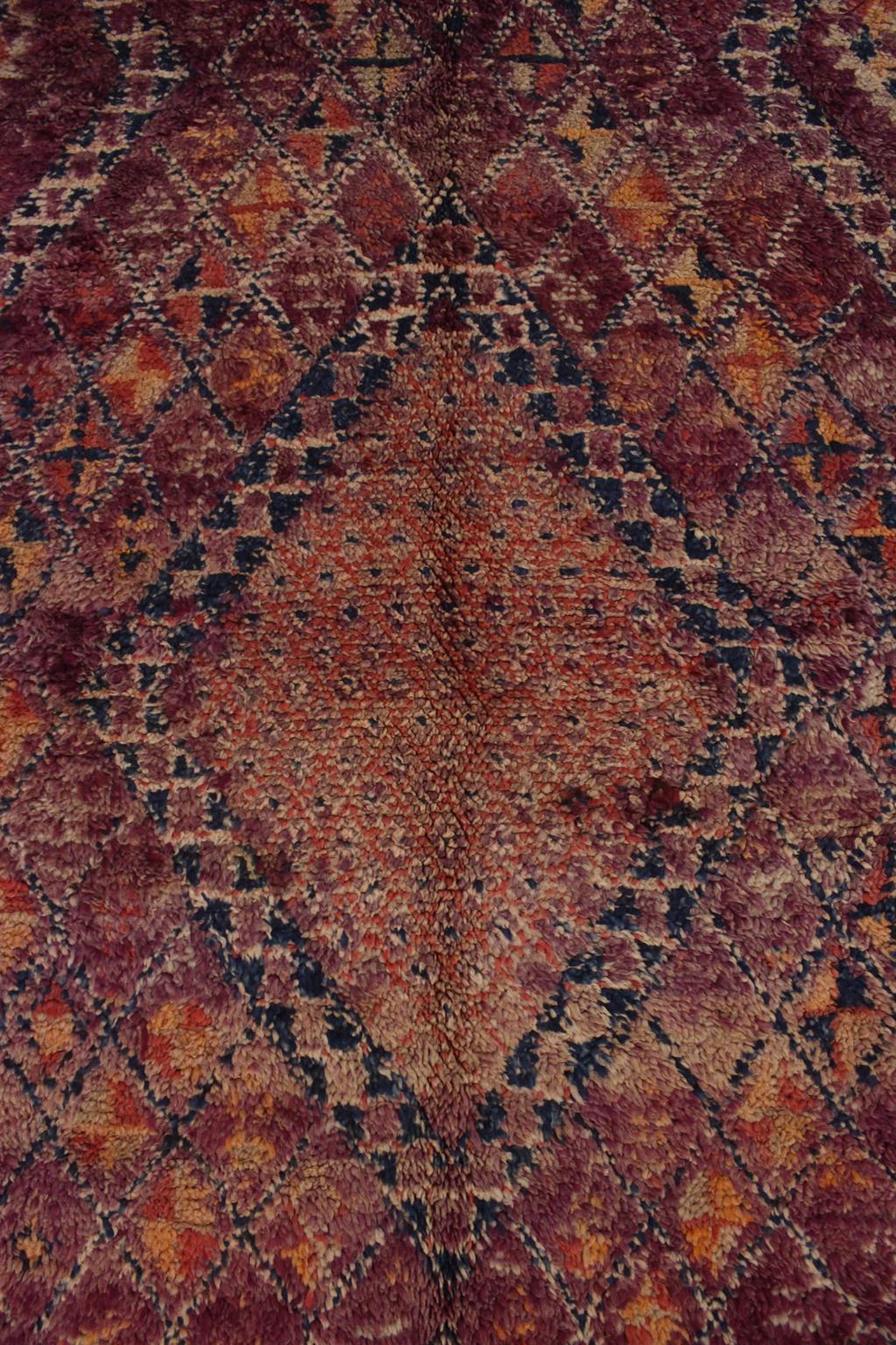 Vintage Moroccan Beni Mguild rug - Purple - 6.1x12feet / 187x368cm For Sale 3