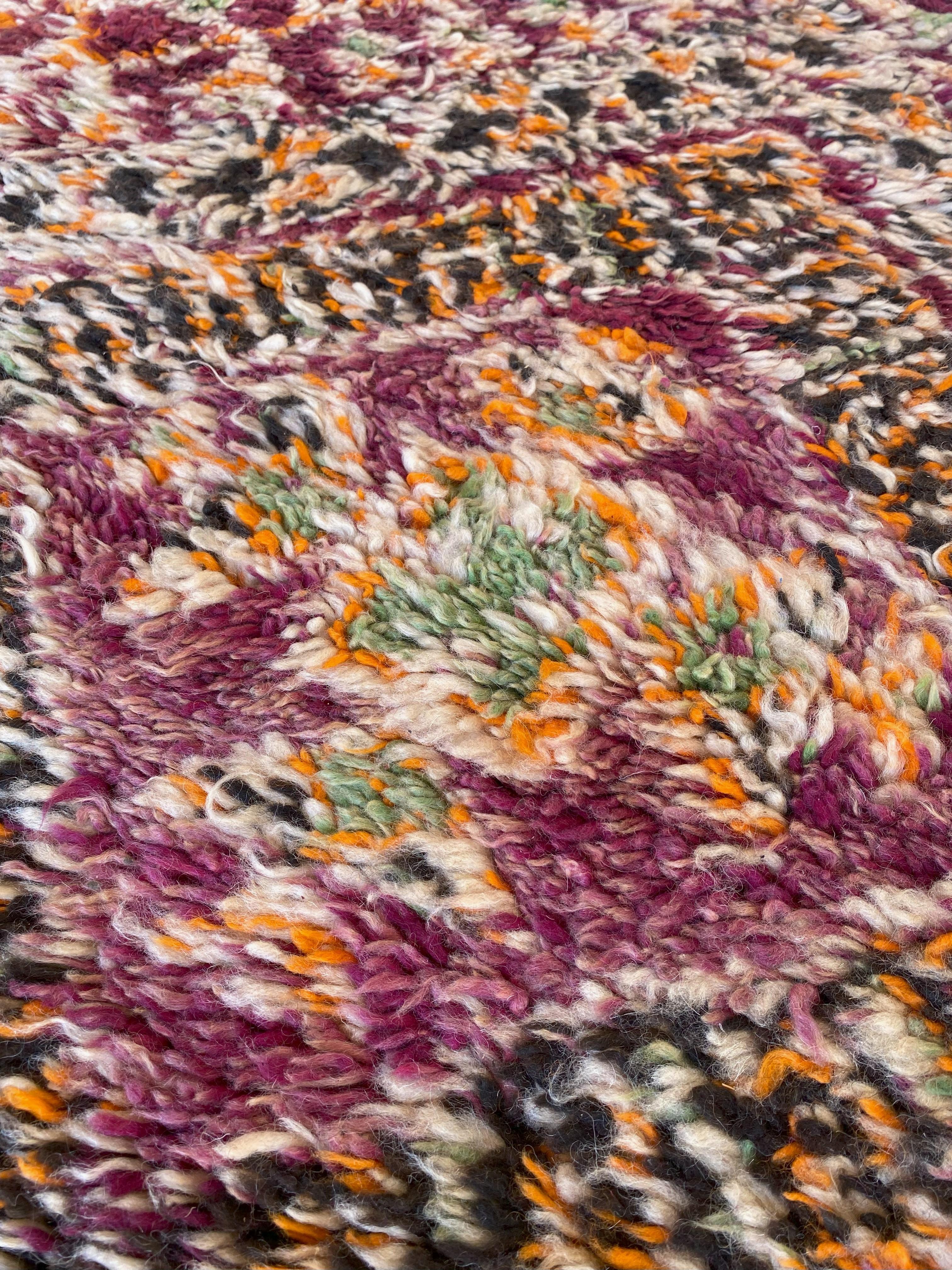 Vintage Moroccan Beni Mguild rug - Purple/orange - 6.9x13feet / 210x398cm For Sale 4