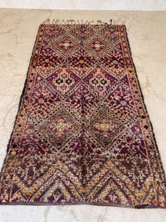 Vintage Moroccan Beni Mguild rug - Purple/orange - 6.9x13feet / 210x398cm