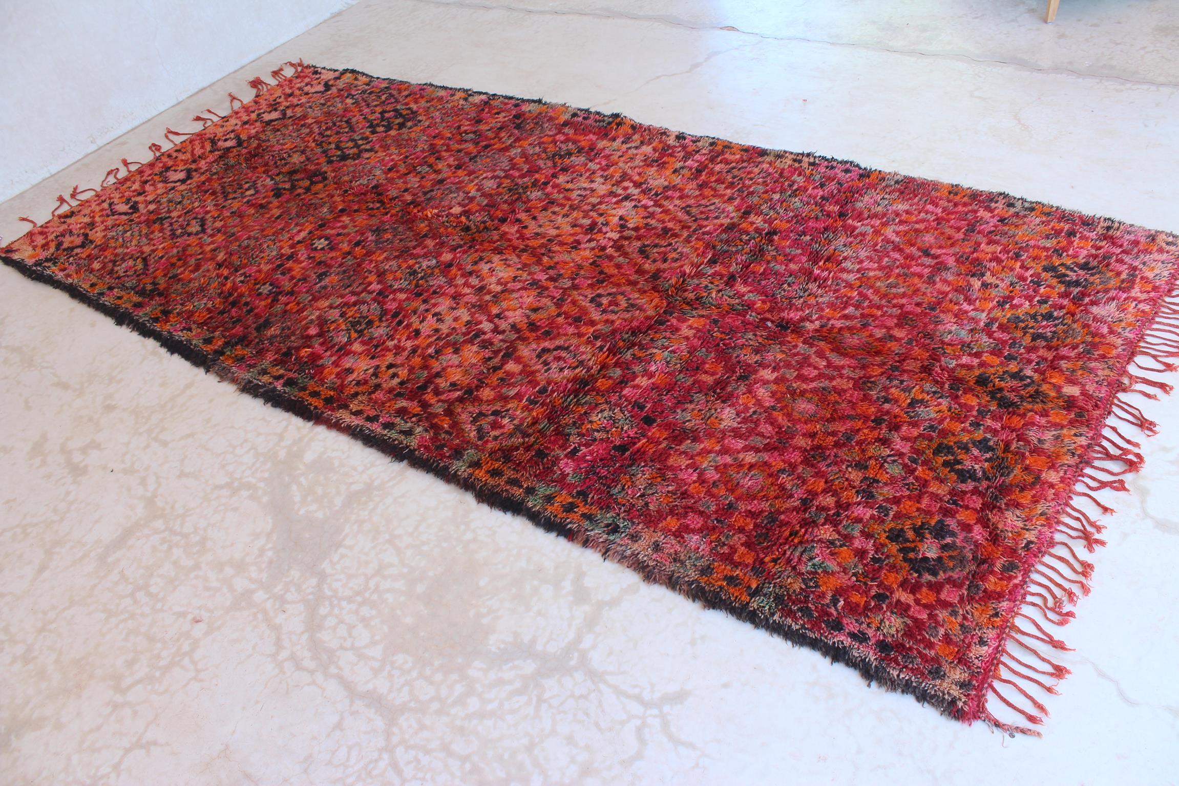 Tribal Vintage Moroccan Beni Mguild rug - Red - 6.5x14.3feet / 200x437cm For Sale