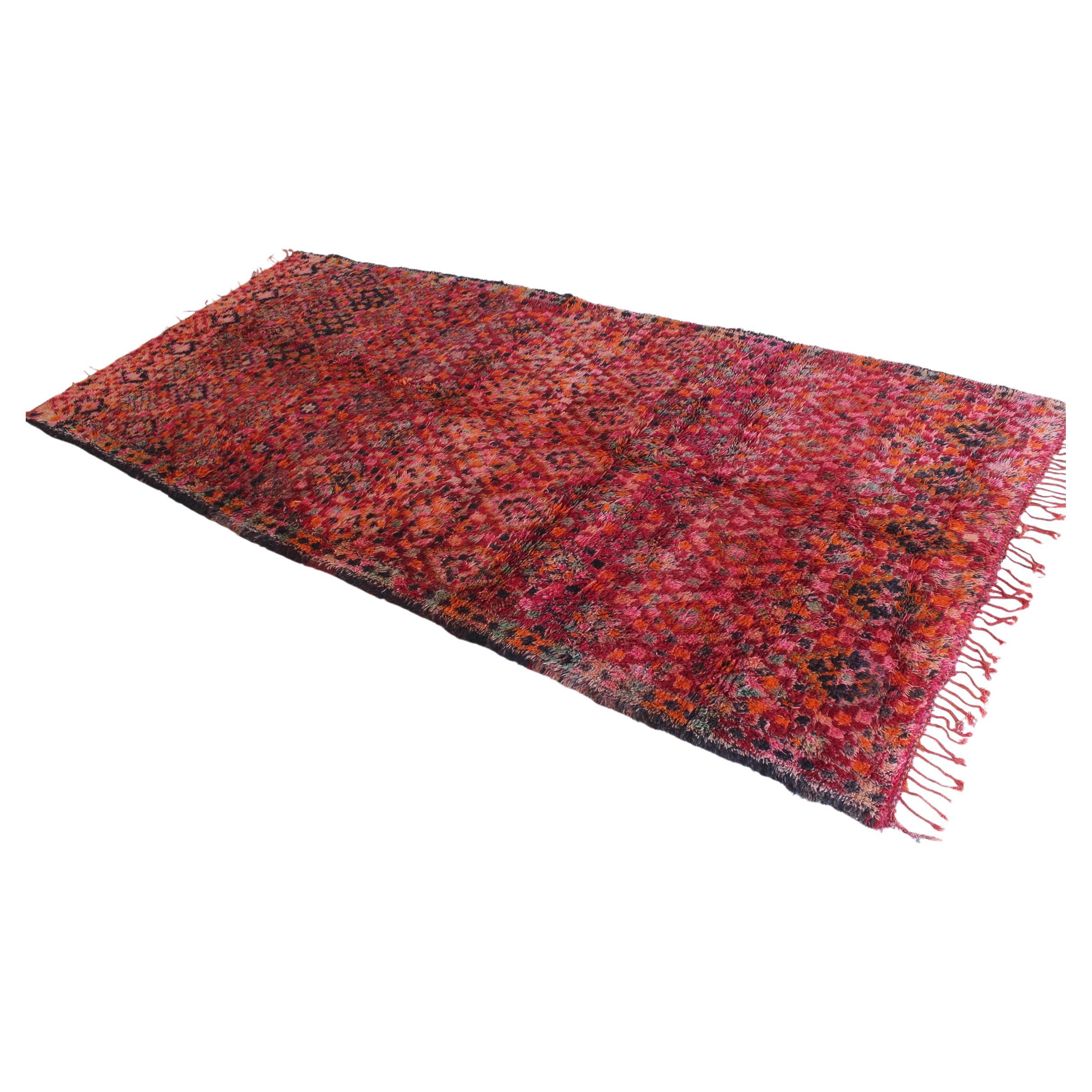 Vintage Moroccan Beni Mguild rug - Red - 6.5x14.3feet / 200x437cm For Sale