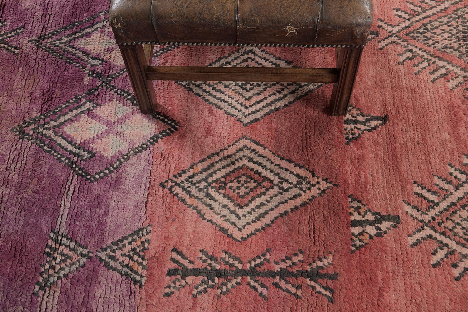 Hand-Knotted Vintage Moroccan Beni M'Guild Tribe Rug from Mehraban For Sale