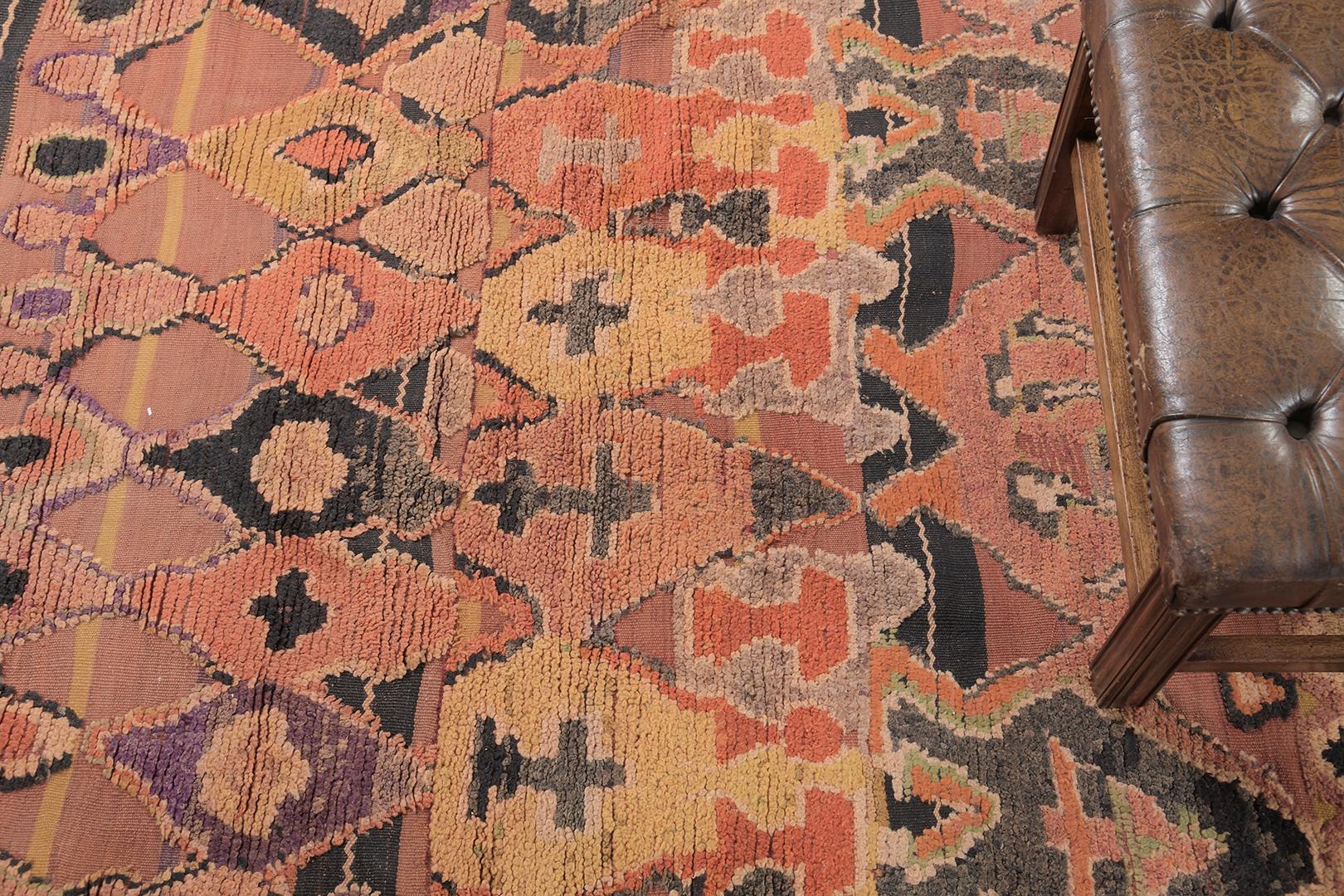 Hand-Knotted Vintage Moroccan Beni M'Guild Tribe Rug from Mehraban For Sale