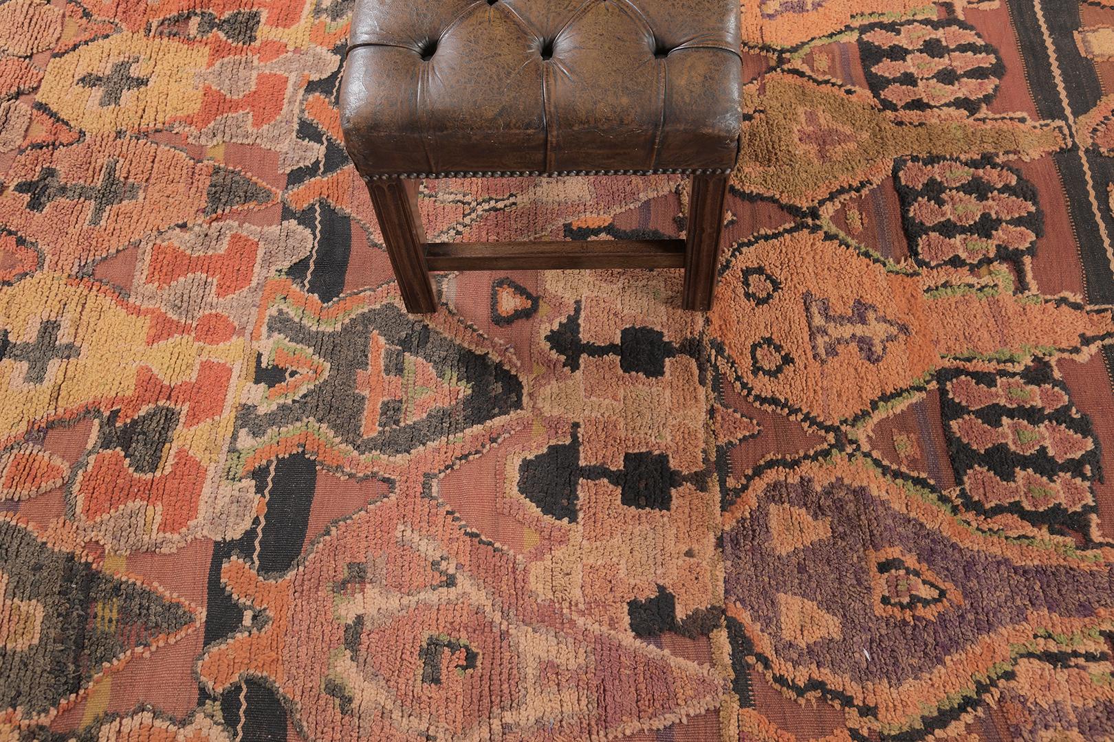 Vintage Moroccan Beni M'Guild Tribe Rug from Mehraban In Good Condition For Sale In WEST HOLLYWOOD, CA