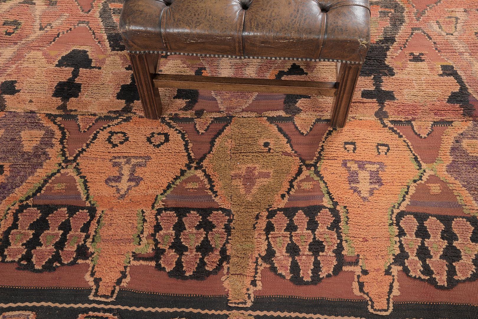 Wool Vintage Moroccan Beni M'Guild Tribe Rug from Mehraban For Sale