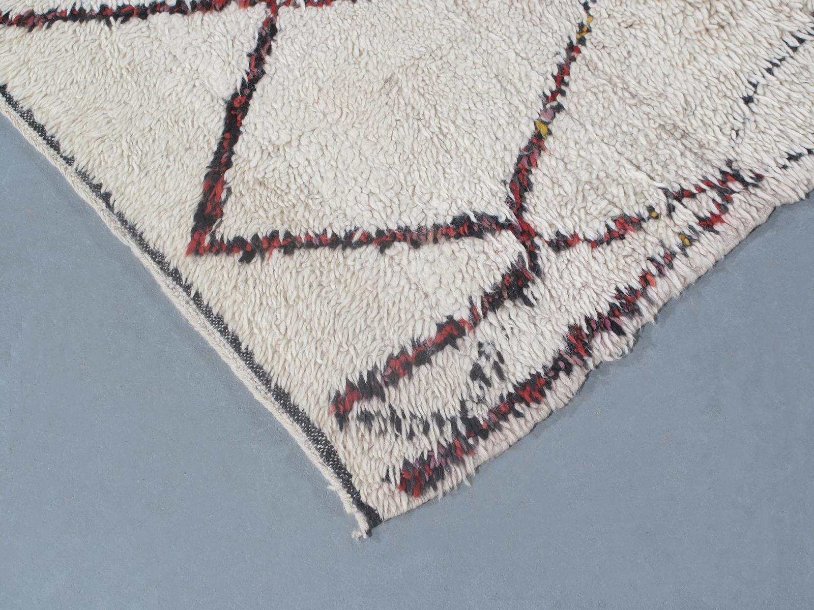 Hand-Knotted Vintage Moroccan Beni Ourain Berber Tribal Rug with an Abstract Design For Sale