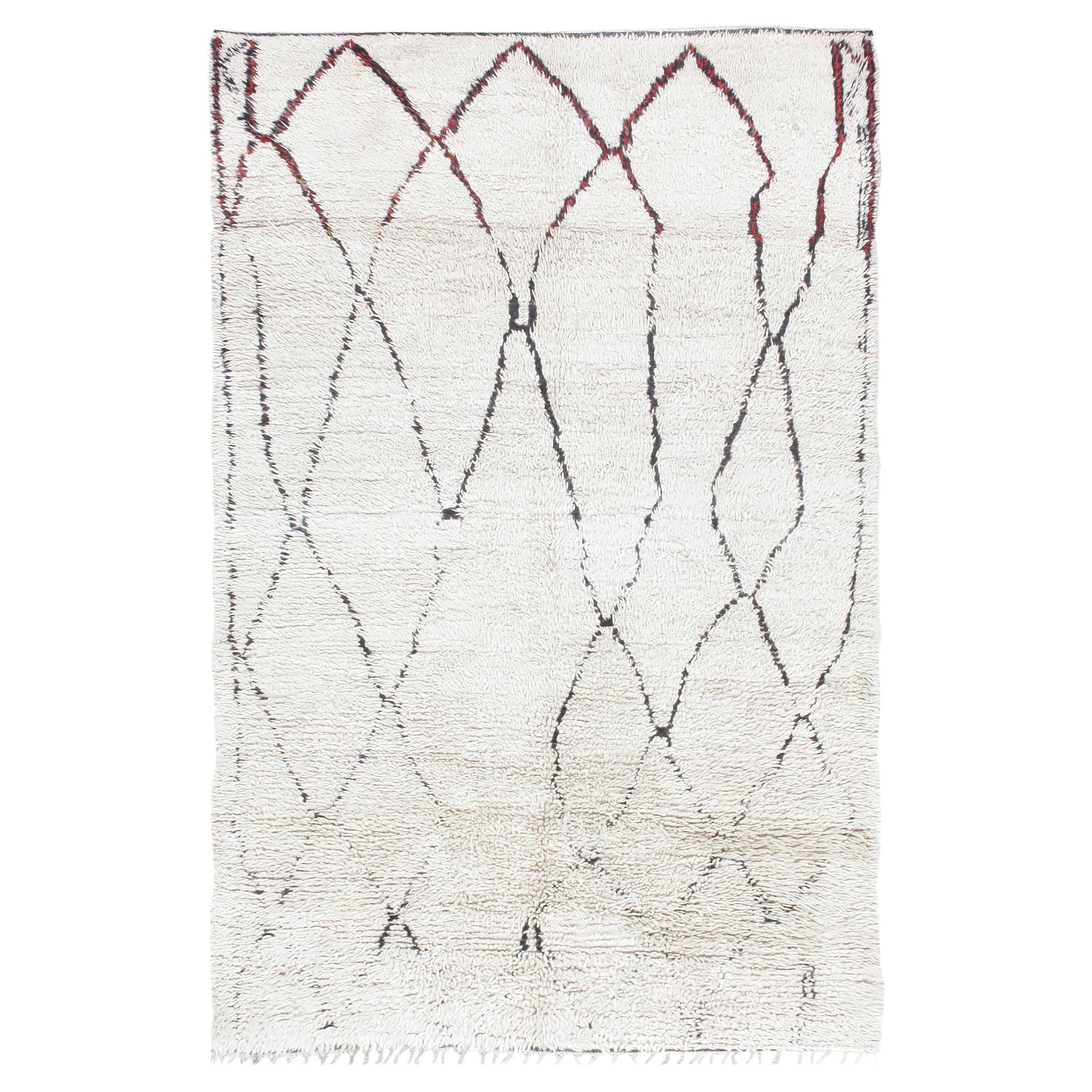 Vintage Moroccan Beni Ourain Berber Tribal Rug with an Abstract Design For Sale