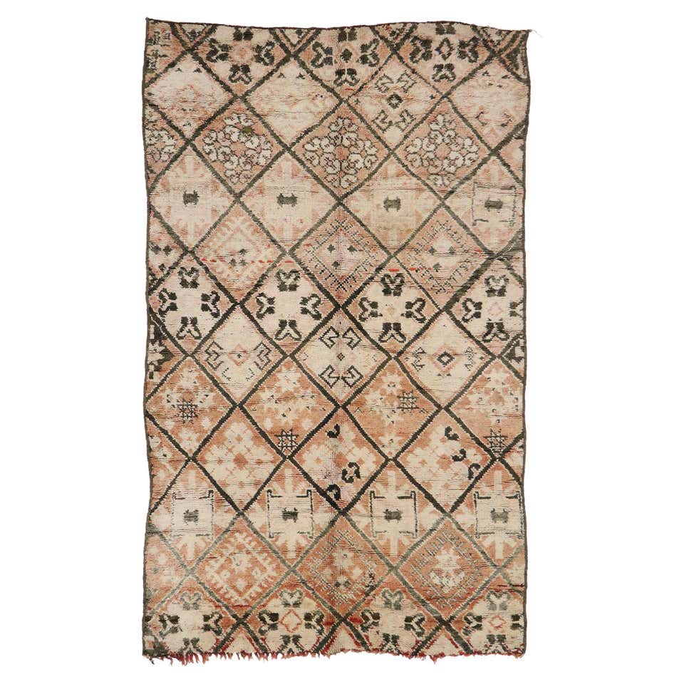 Vintage Moroccan Beni Ourain Tribe Berber Rug For Sale at 1stDibs
