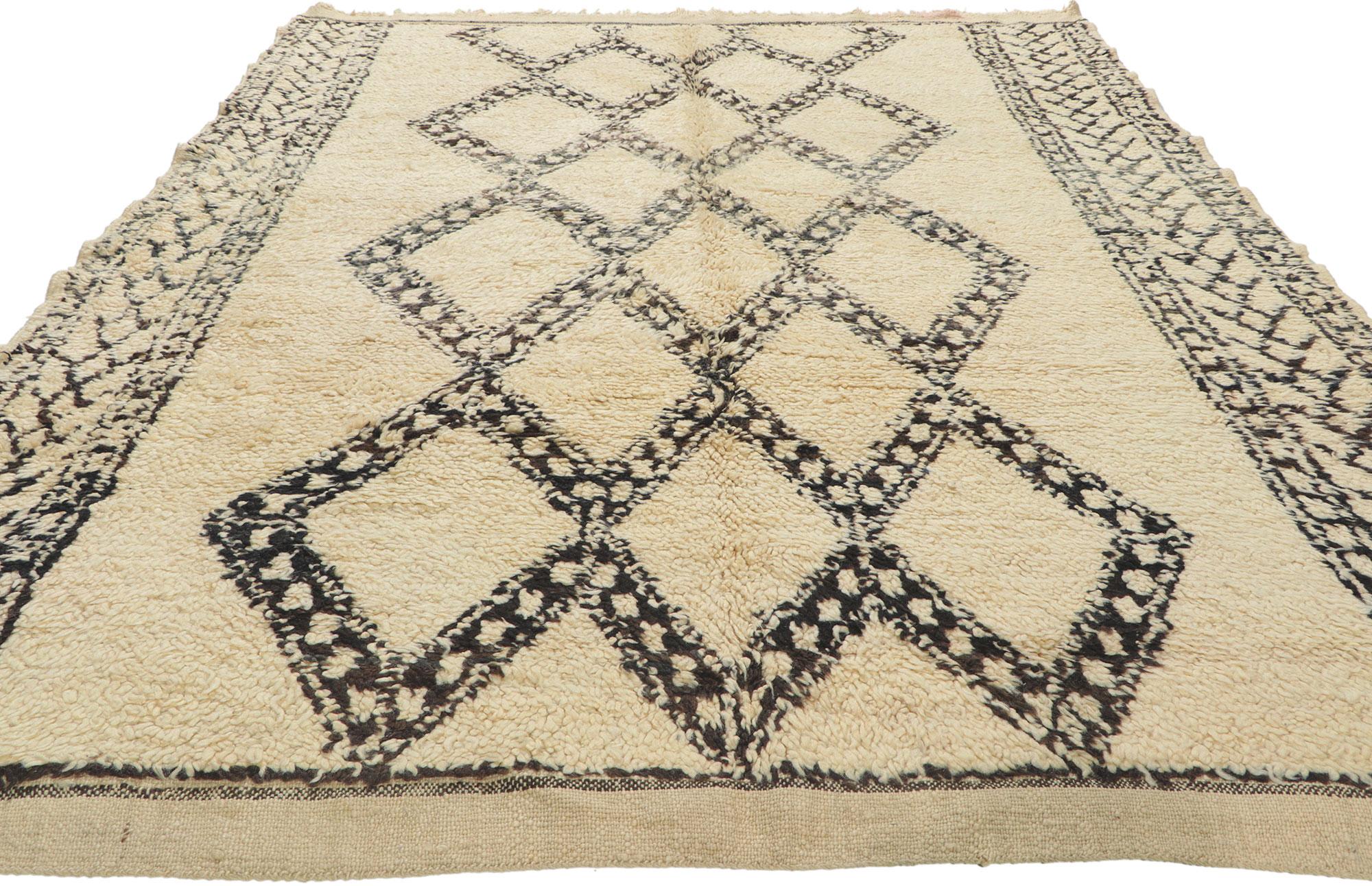 Modern Vintage Moroccan Beni Ourain Rug For Sale