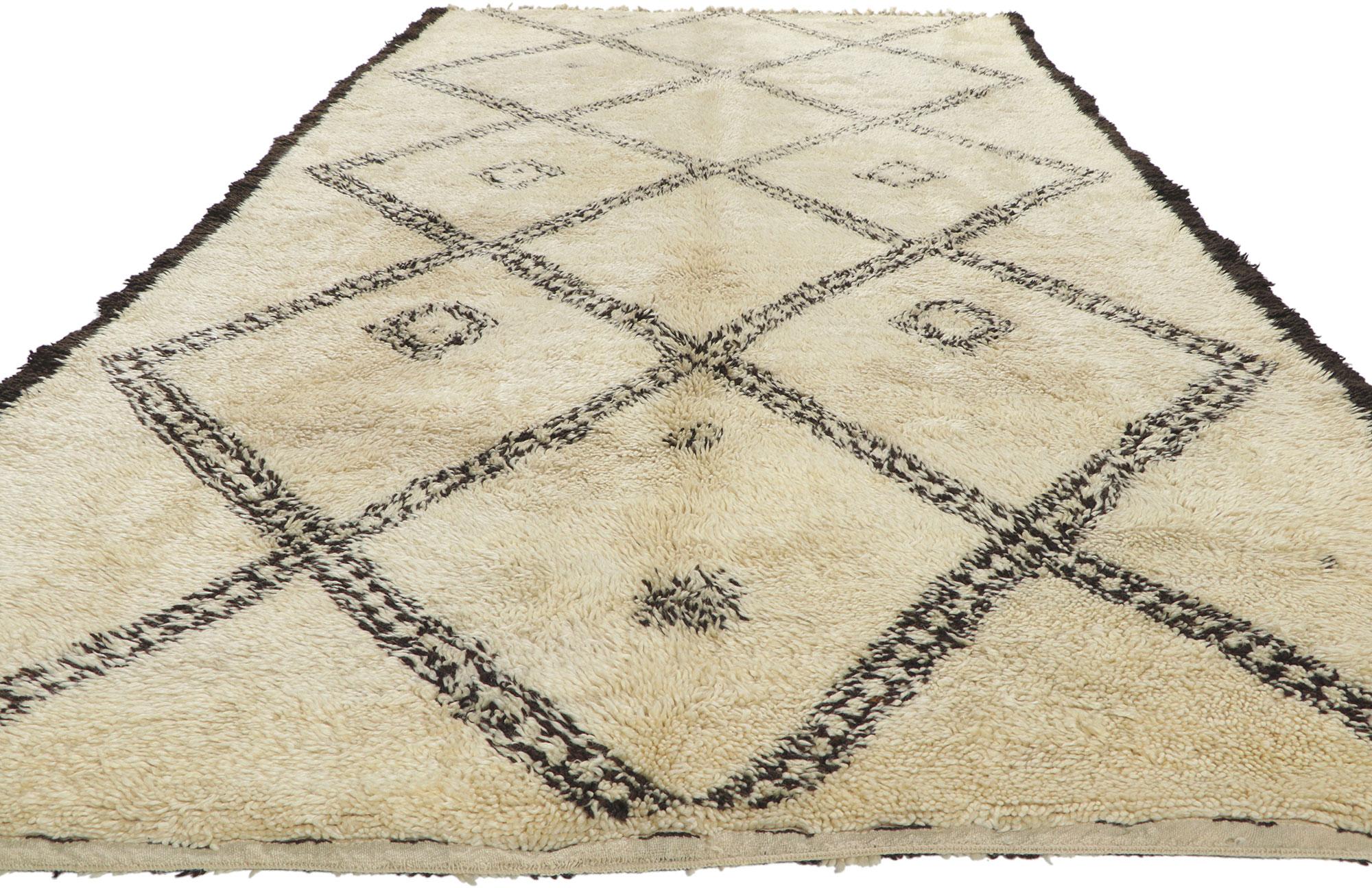 Mid-Century Modern Vintage Moroccan Beni Ourain Rug For Sale