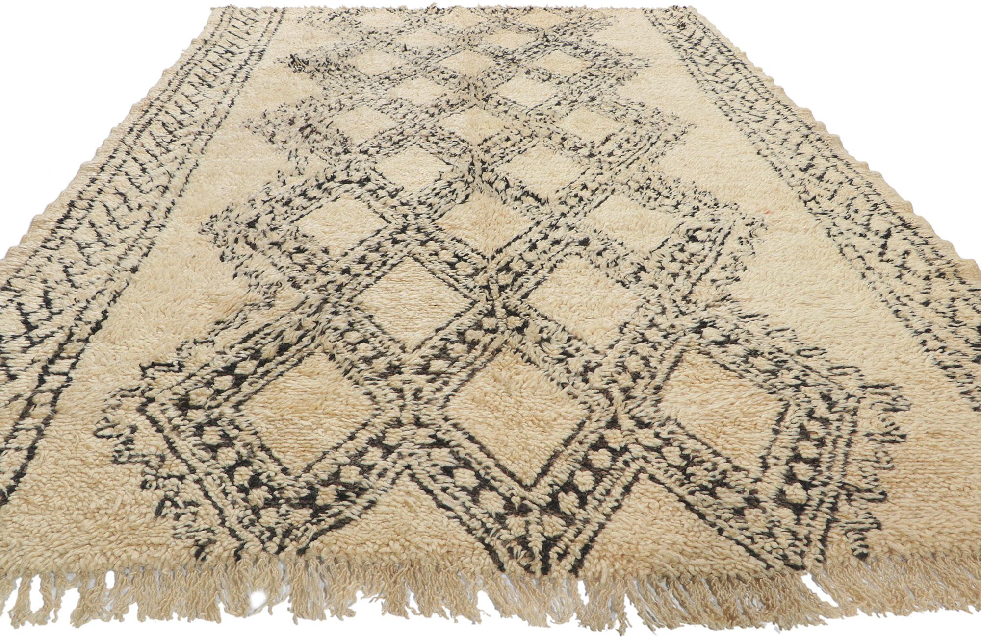 Mid-Century Modern Vintage Moroccan Beni Ourain Rug For Sale