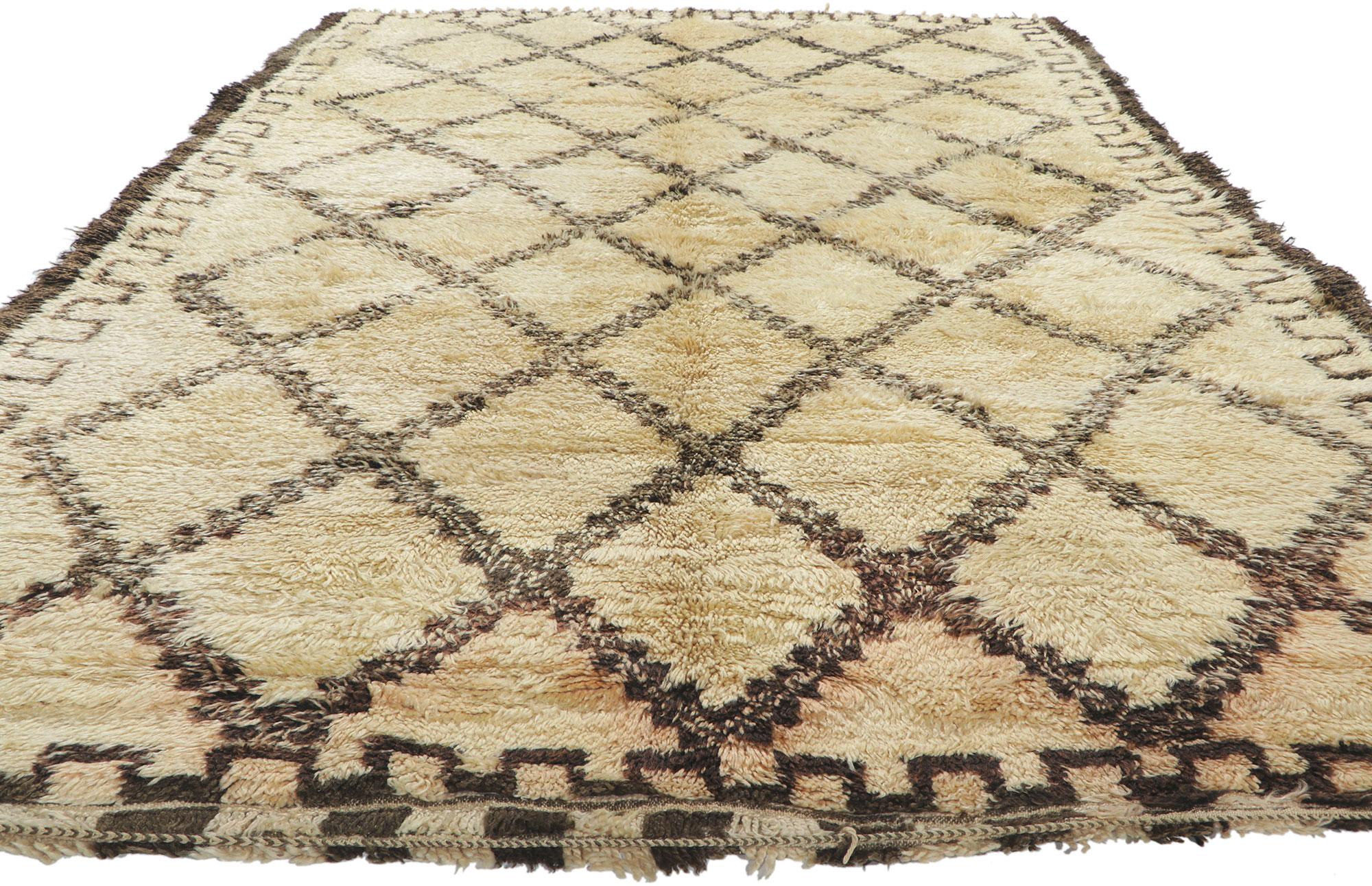 Mid-Century Modern Vintage Moroccan Beni Ourain Rug For Sale