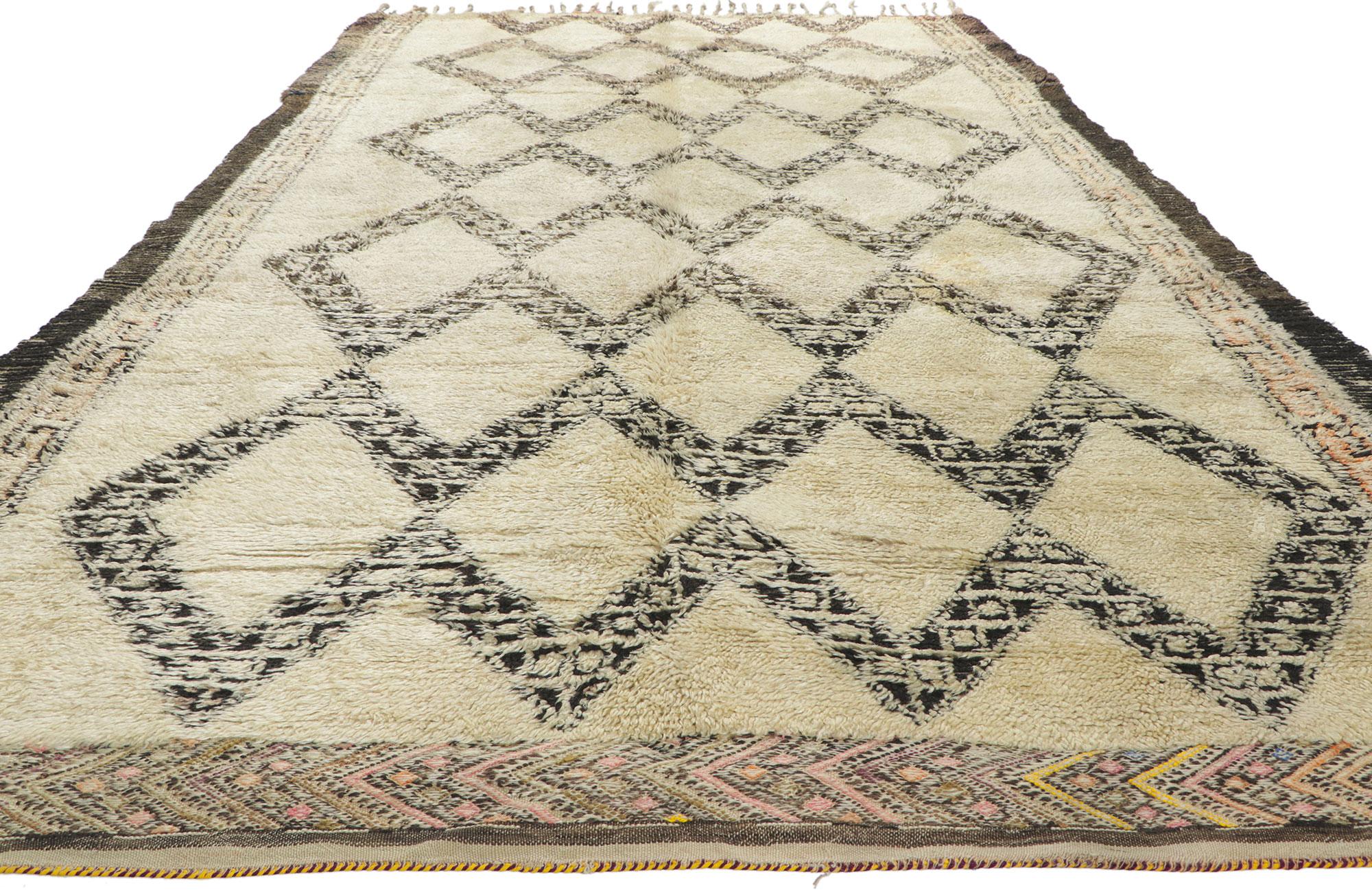 Mid-Century Modern Vintage Moroccan Beni Ourain Rug For Sale