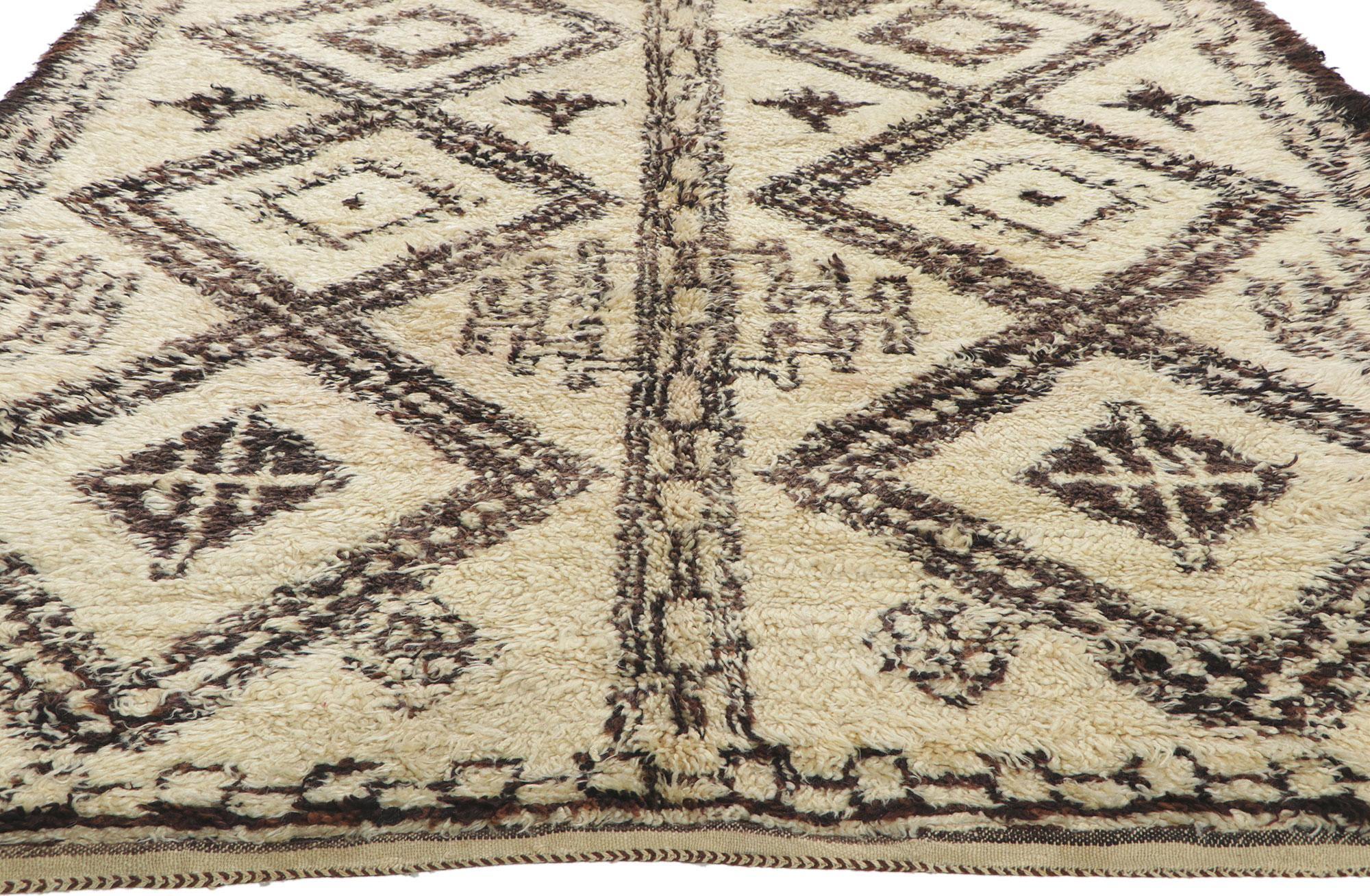 Hand-Knotted Vintage Moroccan Beni Ourain Rug For Sale