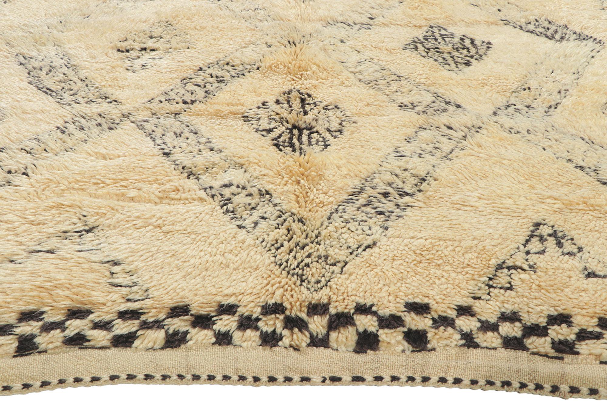 Hand-Knotted Vintage Moroccan Beni Ourain Rug For Sale