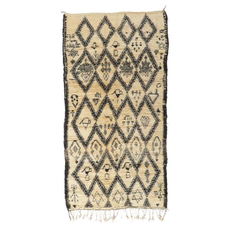 Vintage Moroccan Beni Ourain Rug For Sale at 1stDibs