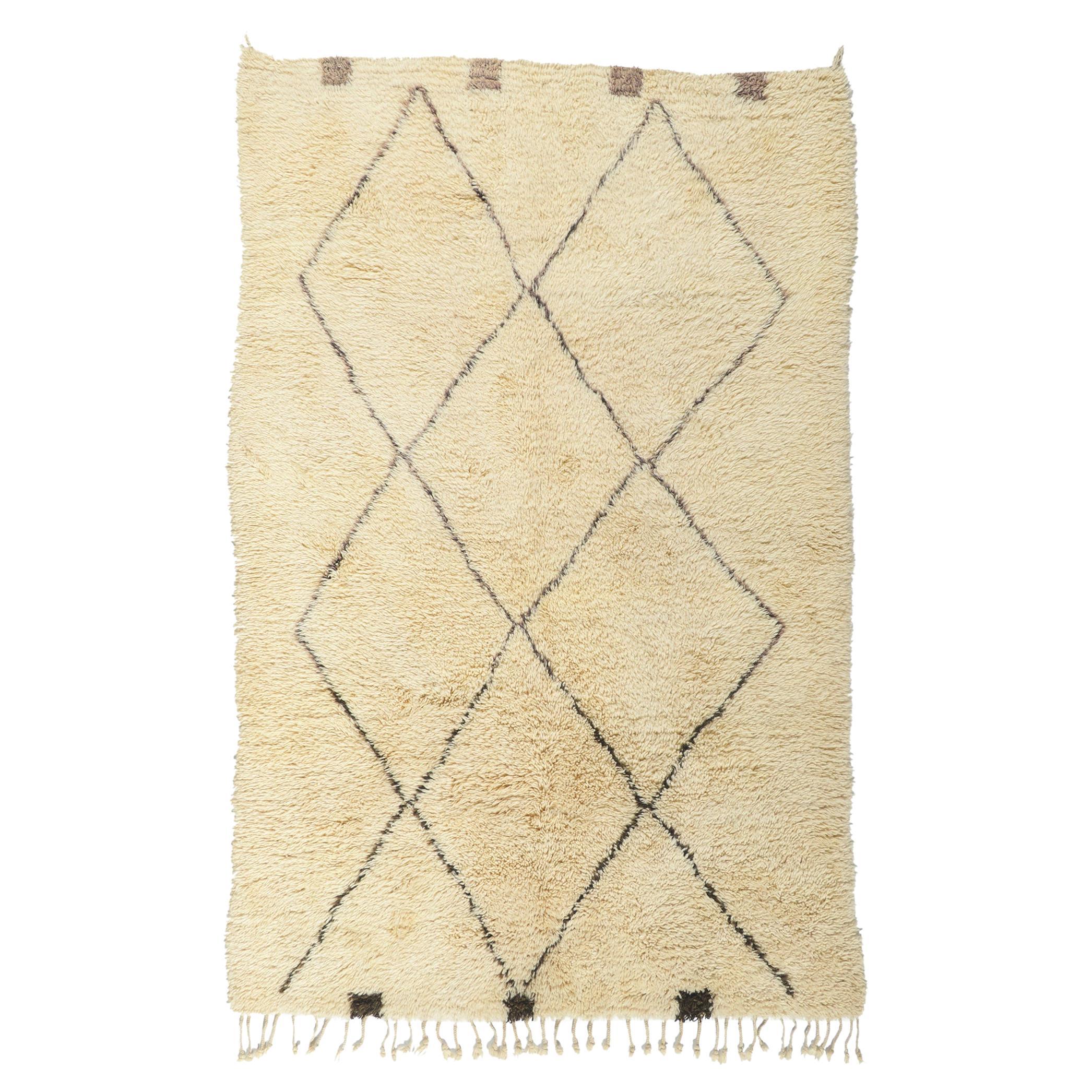 Decorative Moroccan Beni Ourain Charcoal grey with White Accent Rug For