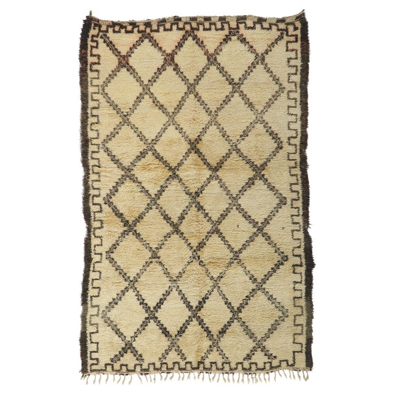 Vintage Moroccan Beni Ourain Rug For Sale at 1stDibs