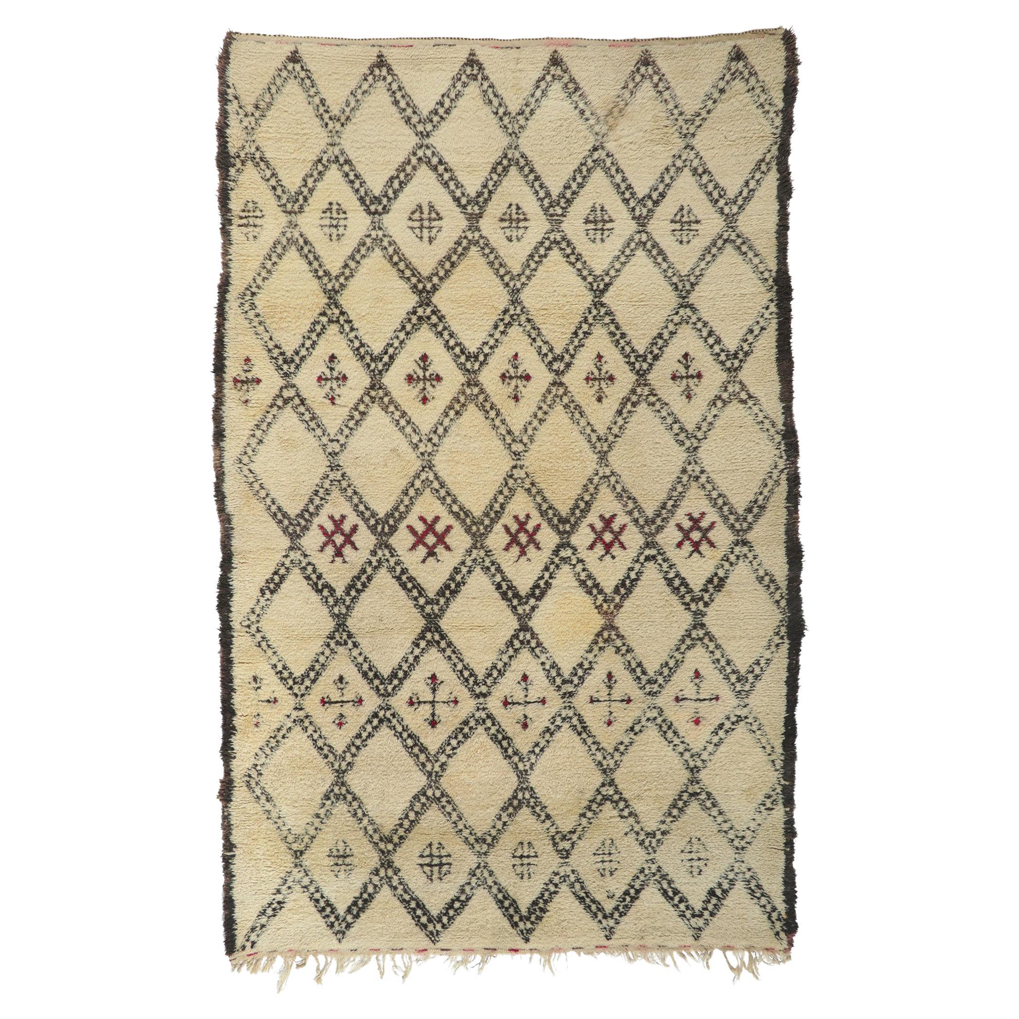 Vintage Moroccan Beni Ourain Rug For Sale