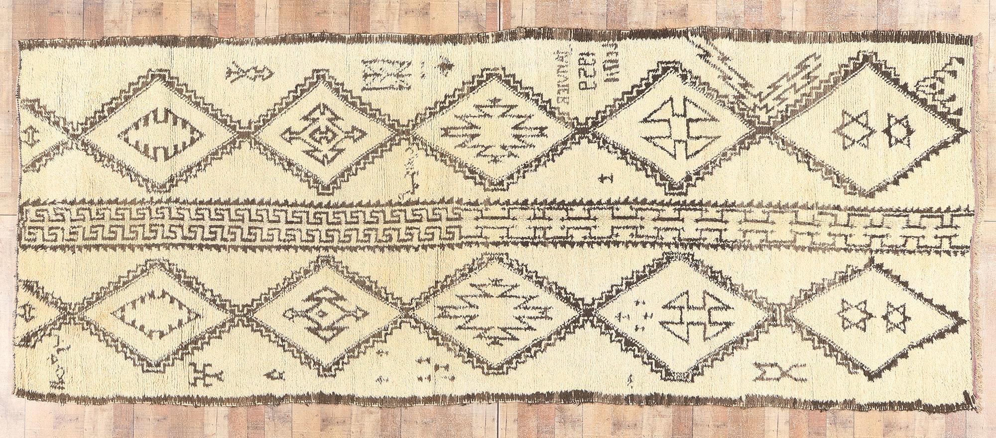 Berber Tribes of Morocco Vintage Moroccan Beni Ourain Rug, 05'07 x 14'05 For Sale 1