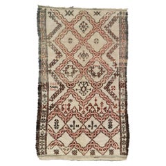 Vintage Moroccan Beni Ourain Rug, Midcentury Modern Meets Tribal Enchantment