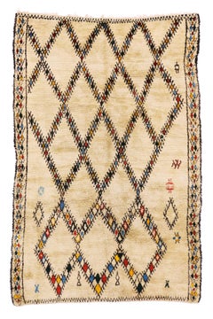 Vintage Moroccan Beni Ourain Rug, Midcentury Modern Meets Tribal Enchantment