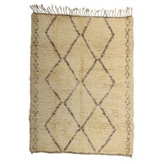 Used Moroccan Beni Ourain Rug, Midcentury Modern Meets Tribal Enchantment
