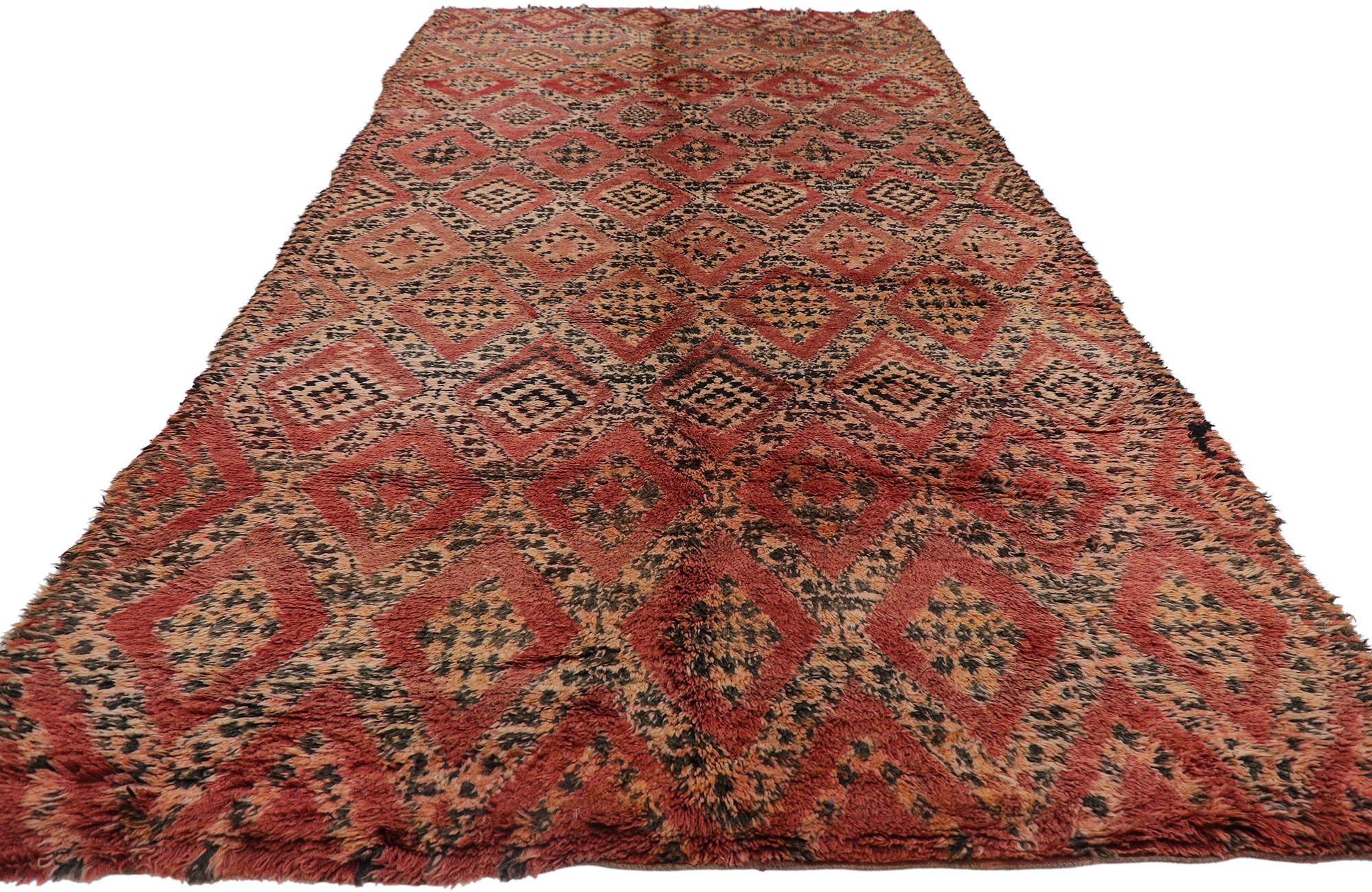 Hand-Knotted Vintage Moroccan Beni Ourain Rug, Bohemian Meets Modern Desert For Sale