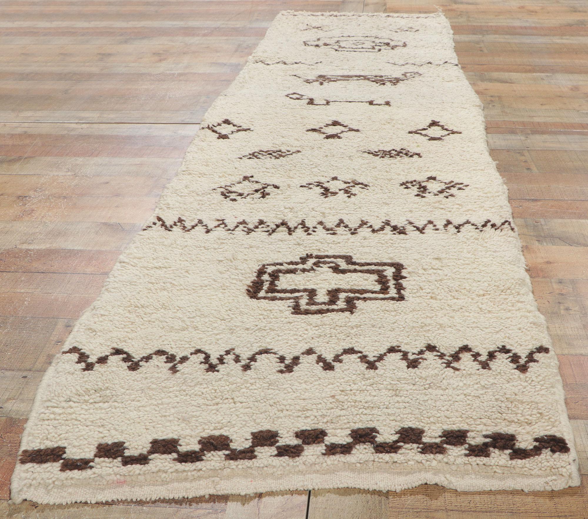 Wool Vintage Moroccan Beni Ourain Runner For Sale