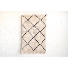 Vintage Moroccan Beni Ourain Small Floor Accent Rug