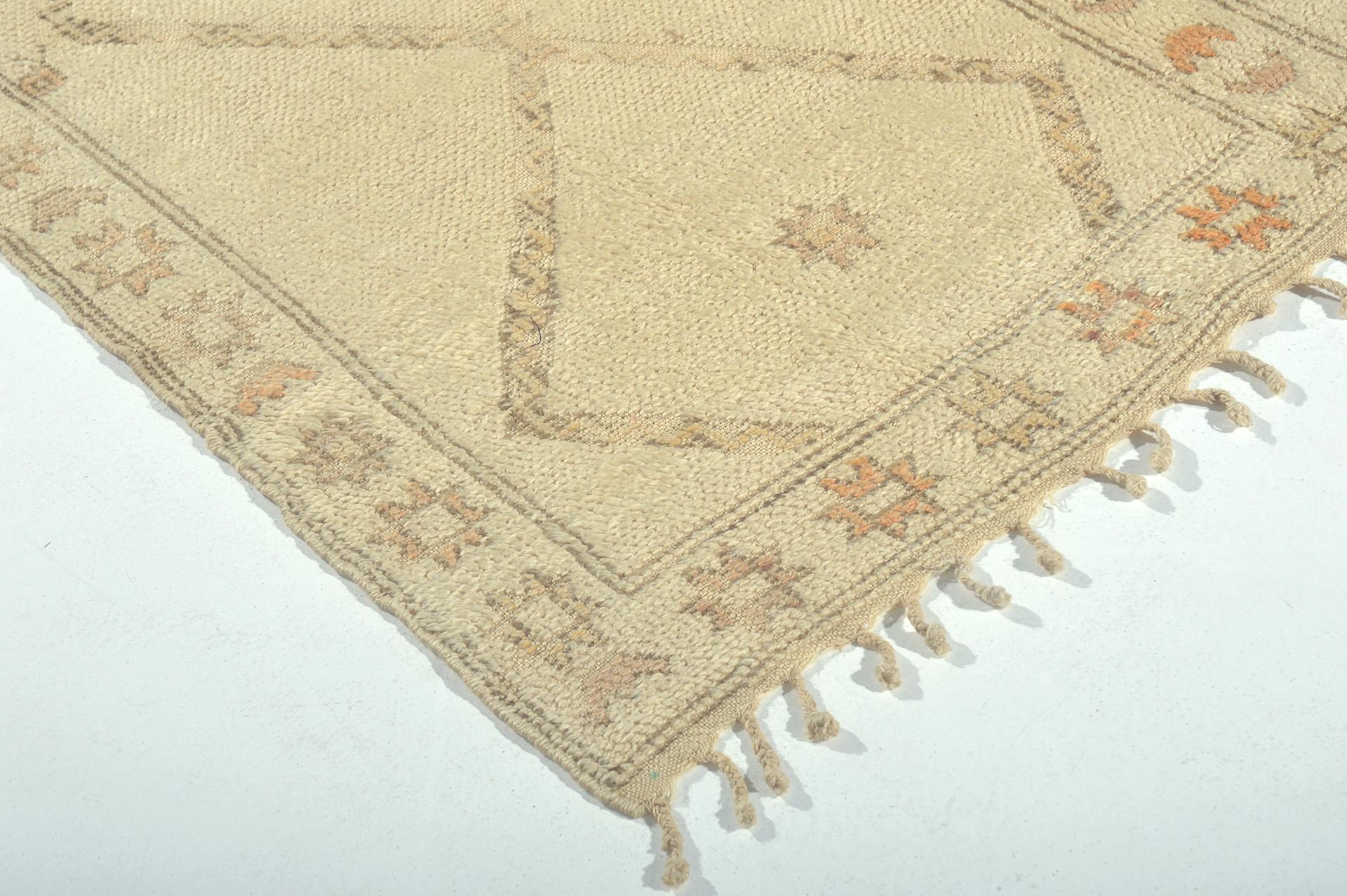 Wool Vintage Moroccan Beni Ourain Tribe Berber Rug For Sale