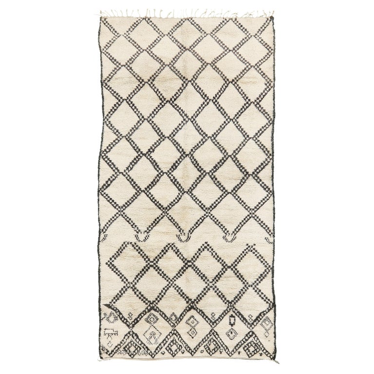 Vintage Moroccan Beni Ourain Tribe Berber Rug For Sale at 1stDibs