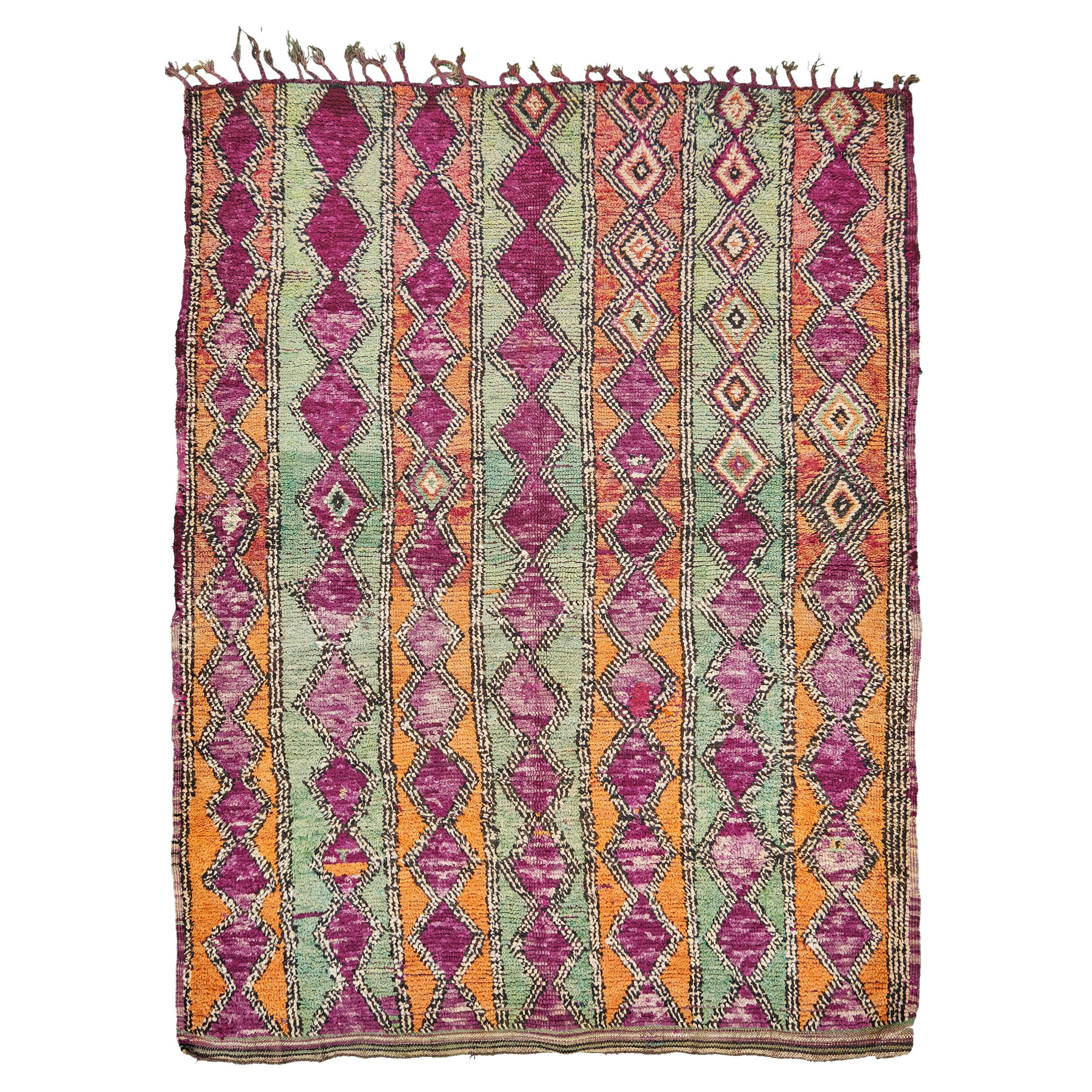 Vintage Moroccan Beni Ourain Tribe Rug by Mehraban Rugs For Sale