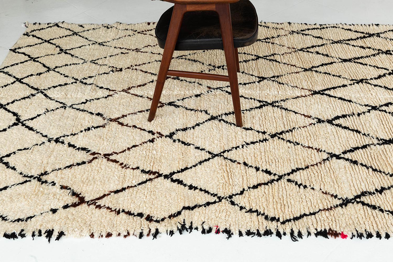Hand-Knotted Vintage Moroccan Beni Ourain Tribe Rug For Sale