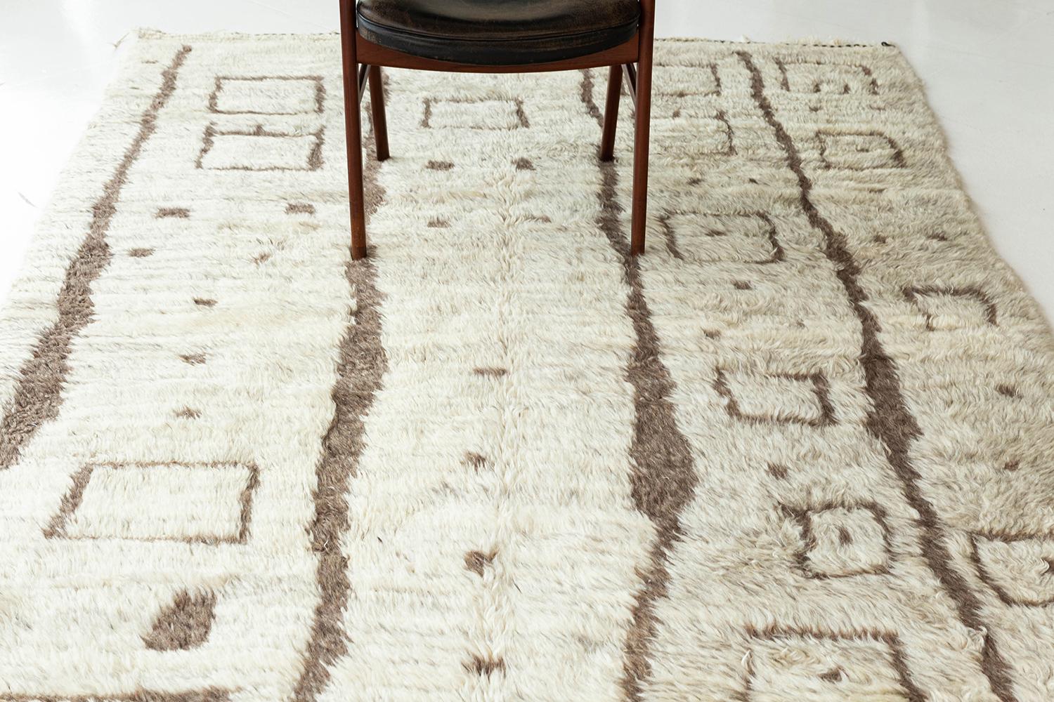 Hand-Knotted Vintage Moroccan Beni Ourain Tribe Rug