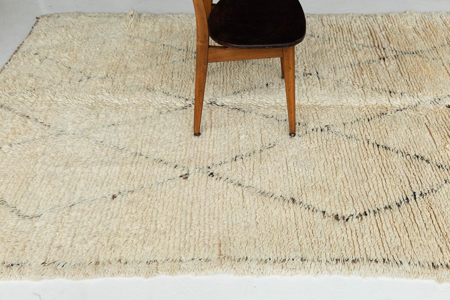 Wool Vintage Moroccan Beni Ourain Tribe Rug For Sale