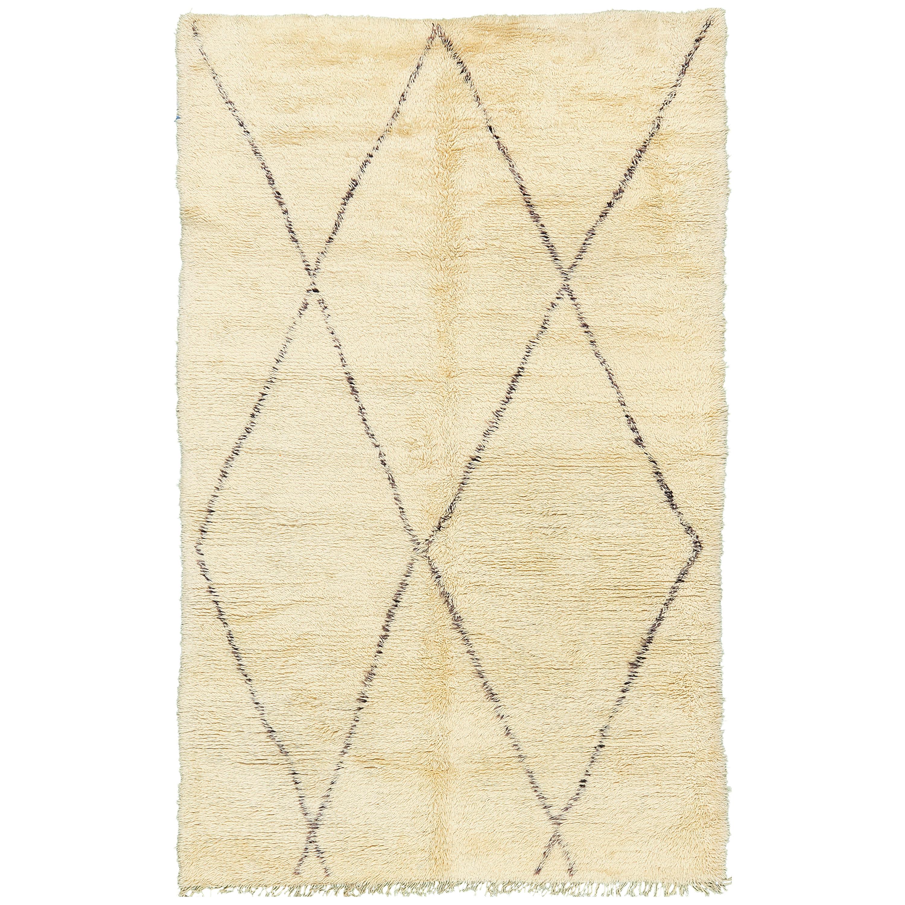Vintage Moroccan Beni Ourain Tribe Rug For Sale