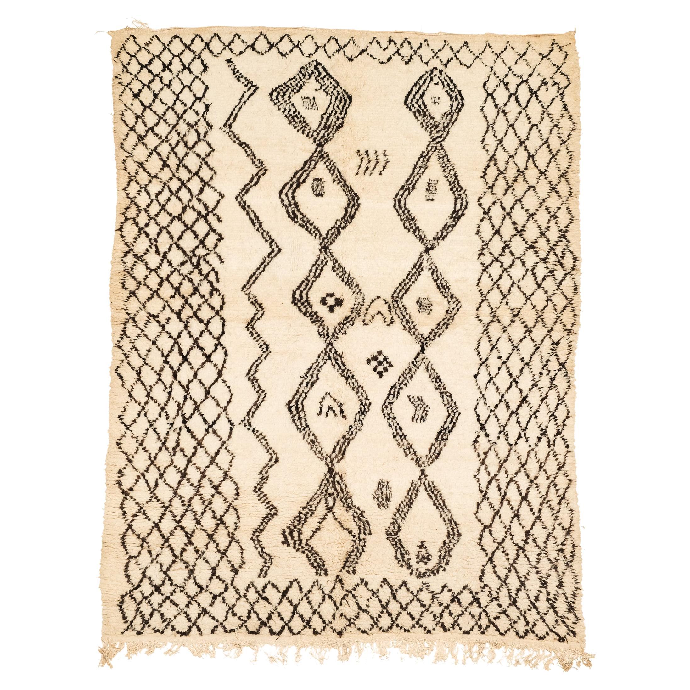 Vintage Moroccan Beni Ourain Wool Rug For Sale