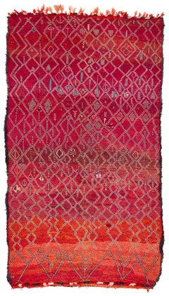 Vintage Collectible Authentic Red Moroccan Berber Ait Youssi Wool Rug